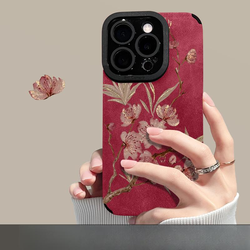 

Браслет Лотос в китайском стиле, Подходит для чехла для телефона Apple 16pro 15, Нишевый противоударный 14, Силиконовая замша 13/12, Женский iphone 13 ProMax