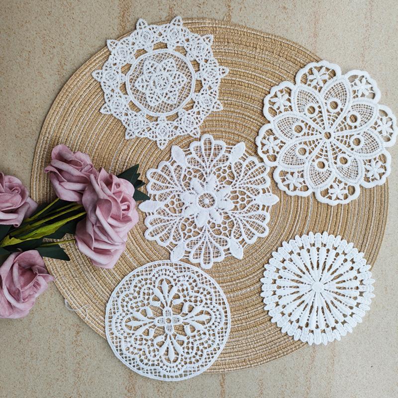 White Mesh Lace Trim for Sewing Projects Delicate Embroidered Pattern Ideal for Stylish DIY Creations