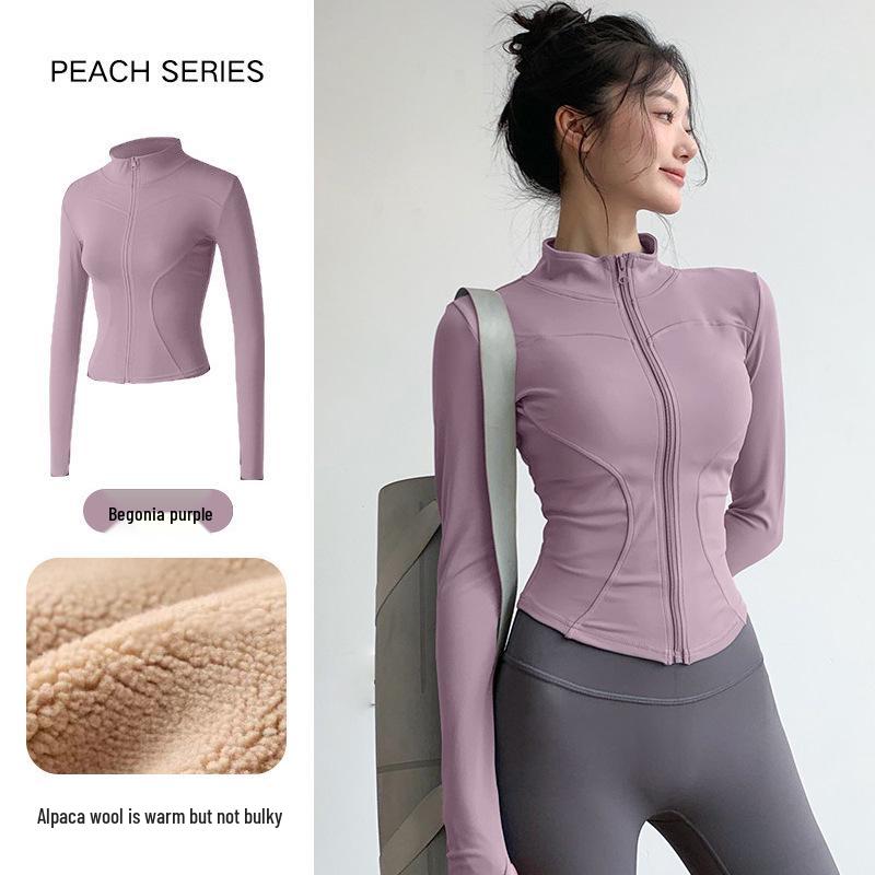 Women's Slim-Fit Fleece-Lined Running Jacket - Autumn/Winter 2025 Yoga & Fitness Long Sleeve.