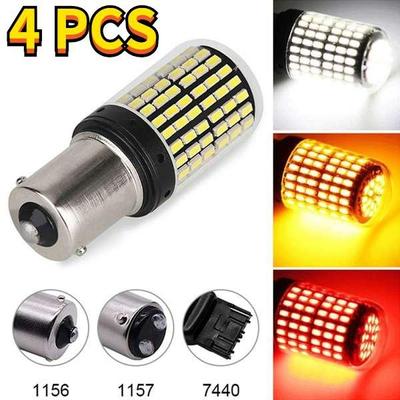 4 PC Super Bright 144 LED נורת איתות Canbus ללא שגיאה ללא Hyper Flash 1156 BA15S P21W/BAU15S PY21W/T20 LED 7440 W21W W21/5W-Amber/White