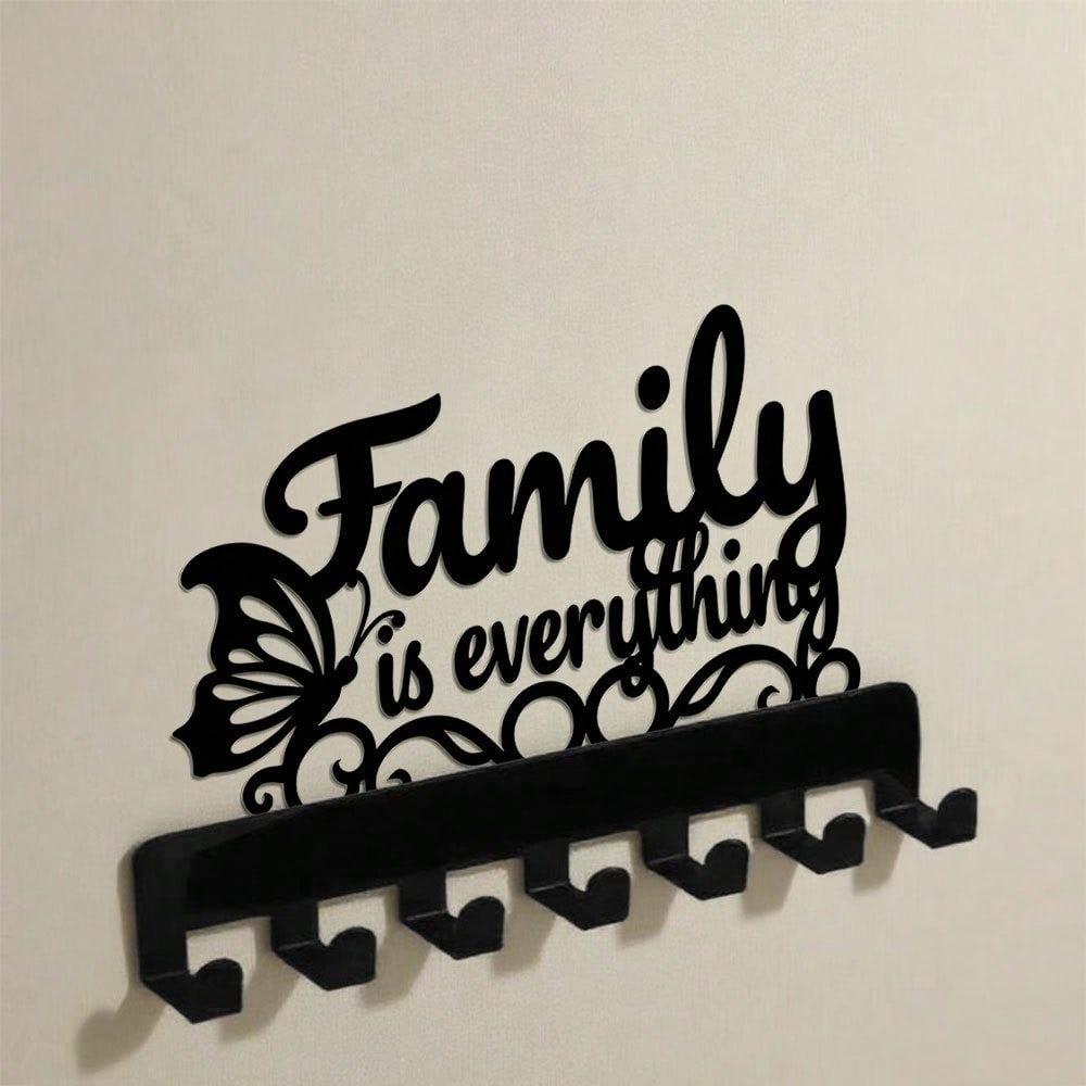 Family First Key Hook Set 7 Hooks Wall Mounted Organizer for Hallway Entryway