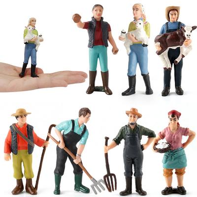 Neu 1:25 Maßstab Bauernhof Menschenfigur Arbeiter Landwirt Actionfigur PVC Menschen Modell Figur Dekoration Zubehör Spielzeug für Kinder Geschenk