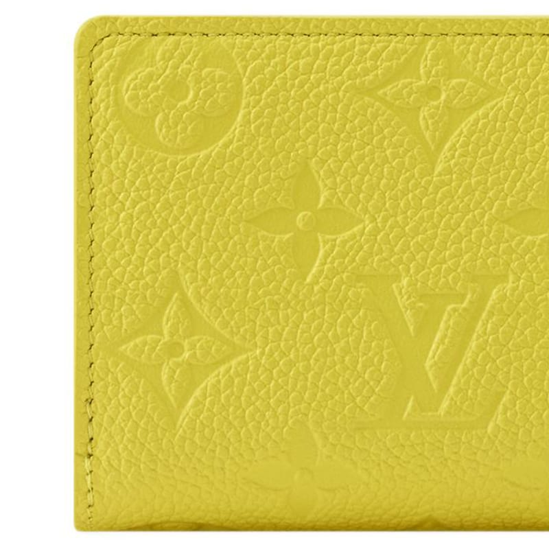 LOUIS VUITTON Portefeuille Comet Grain Cow Leather Wallet Women's Lemon M25709