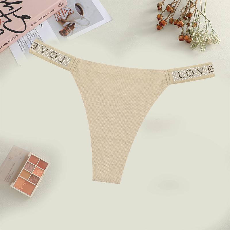 Women's Sexy Leopard Underwear Rhinestone Letter Belt Thongs Female Seamless Stretchy Panties 14 Colors Low-Waisted Lingerie