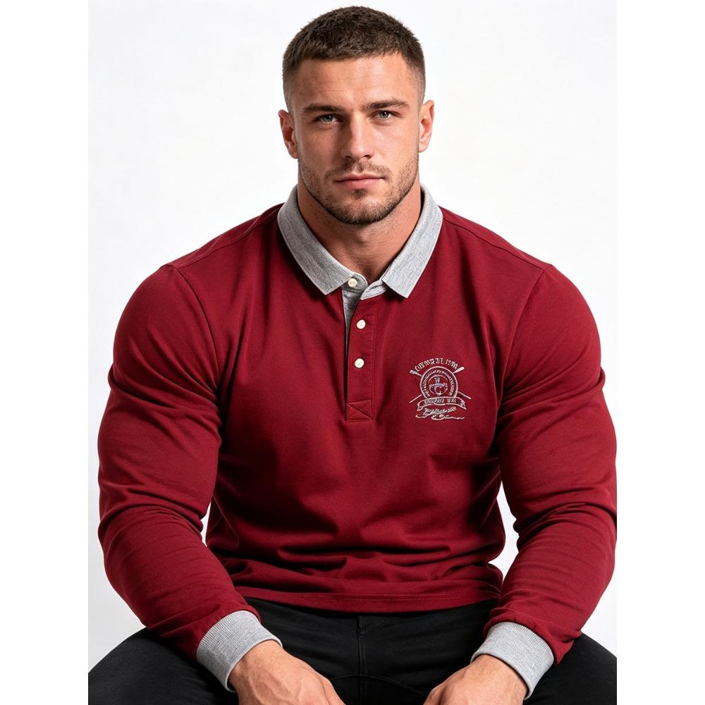 Polo da uomo primaverile Polo casual in cotone da uomo Polo a maniche lunghe T-shirt oversize