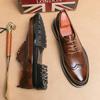 Men's shoes 2025 business dress small leather shoes British style work shoes Brock shoes youth one piece 2025