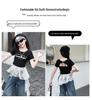 Girls' Trendy Backless T-Shirt & Jeans Set with Lace Jazz Dance Cover