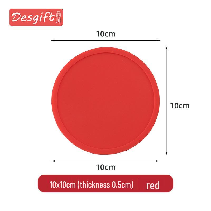 Round Non-slip Silicone Coaster - 10cm Heat-resistant, Drip-proof, Customizable Logo for Water and Coffee Cups.
