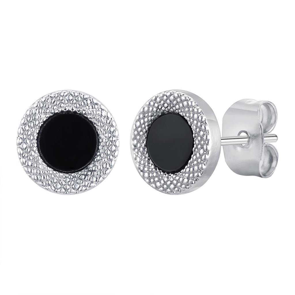 Vnox Black Small Round Acrylic Mens Boys Stud Earrings, Anti Allergy Stainless Steel Piercing Earrings Women Simple Tiny Brincos
