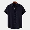 2025 Summer European & American Men's Waffle Short Sleeve Solid Color Casual Shirt