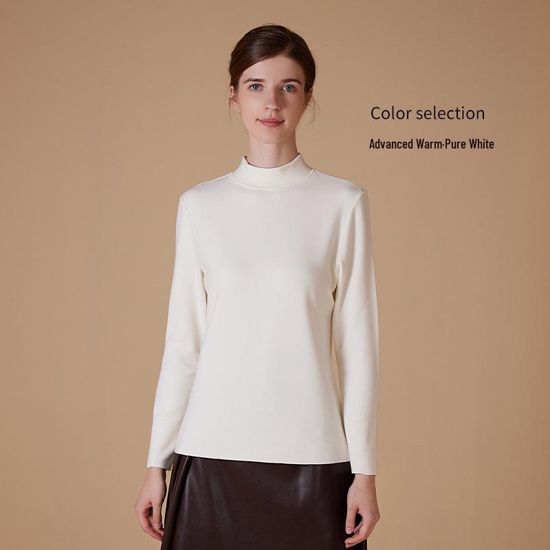 Velvet Women's Half-High Neck Self-Heating Brushed Slim Long-Sleeve Winter Top