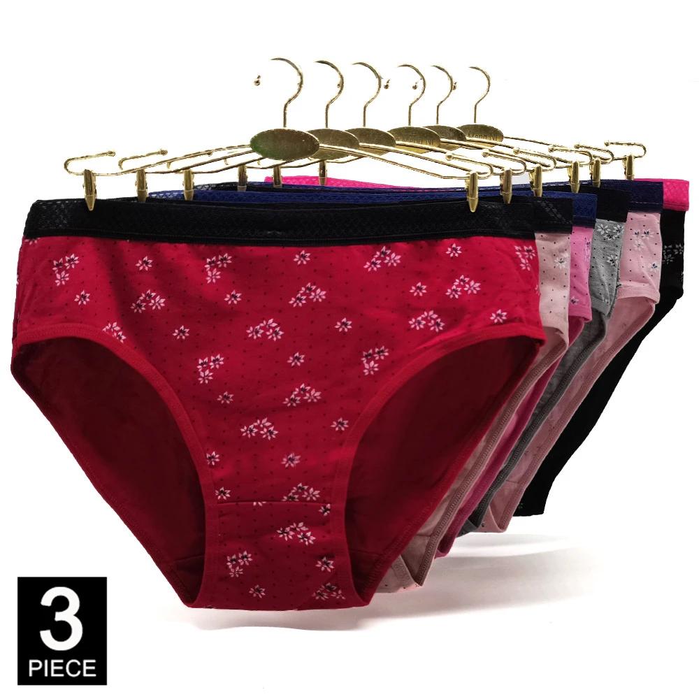 

Женское нижнее белье Хлопок Высокая посадка Однотонное Сексуальное Кружево Женские трусики Слипы Белье Большой размер XXL 3XL 4XL 3 шт./лот XXXL&3pcs