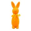 Standing Easter Bunny Decor with Bow Flocked Rabbit Figurine - Premium Material Craft Cute Design Festive Atmosphere Decoration