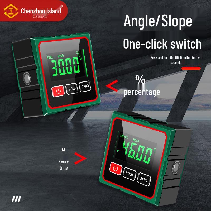 4-Side Magnetic Digital Inclinometer with Laser and Electronic Angle Ruler