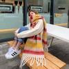 Rainbow Scarf Female Winter Shawl Couple Colorful Plaid Warm and Thickened Ins Fashion Cute Girl Student Versatile