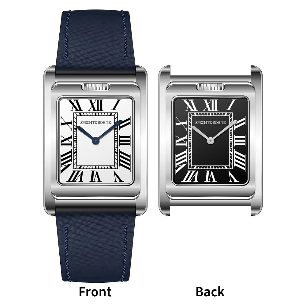 Relógio de Quartzo Quadrado Novo da Moda 2025 Specht & Söhne Dupla Face Relógios Masculinos Aço Inoxidável Cristal de Safira Reloj Hombre 24.5MM