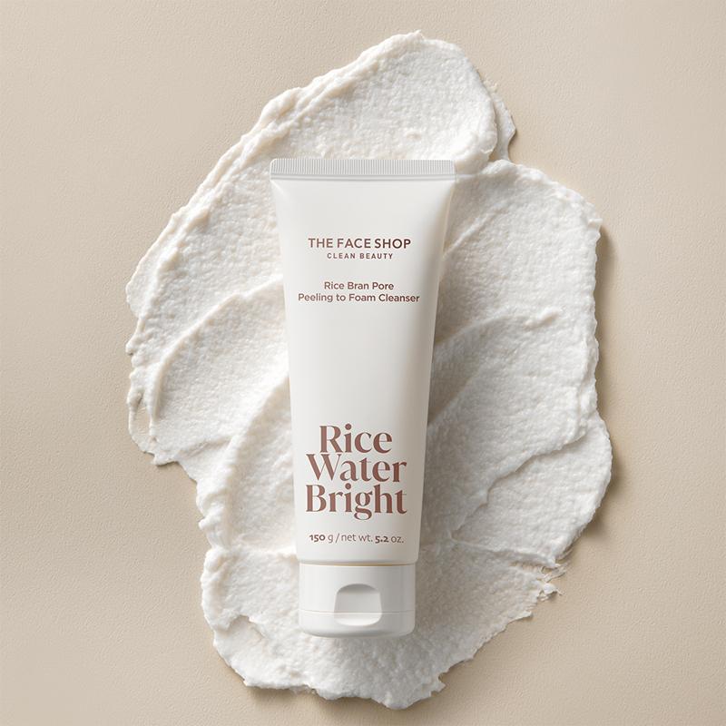 The Face Shop Ryżowa Woda Rozjaśniająca Ryżowy Otręby Peeling do Porów do Pianki Oczyszczającej 150g