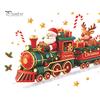 Transparent Pvc Holiday Mural Christmas Train Wall Sticker, Santa Claus Reindeer Decals, Self Adhesive Kids Room Ornament Murals, Removable