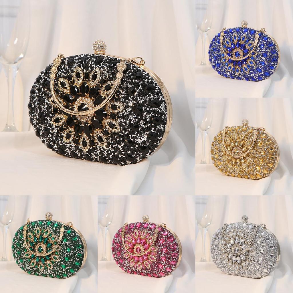 Pochette da Sera in PU con Decorazioni di Diamanti per Eventi Formali e Serate