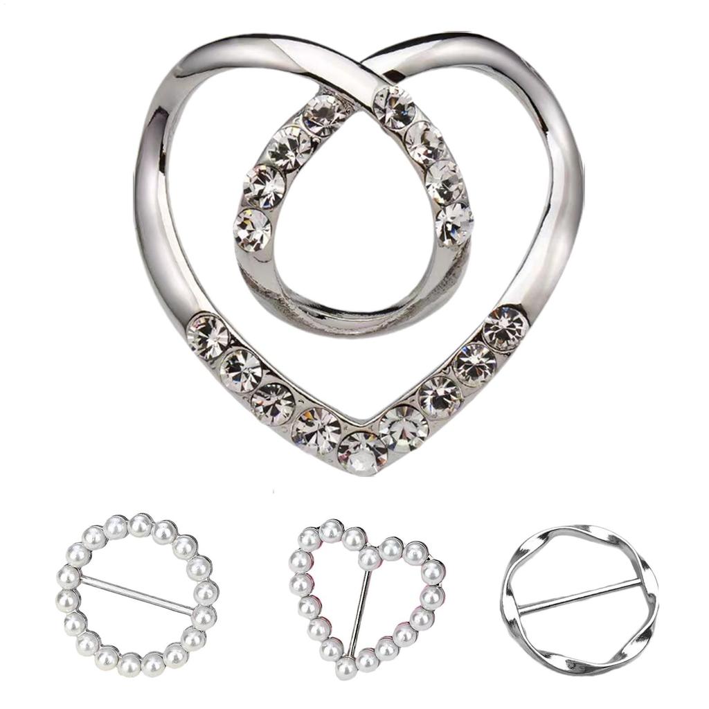 4pcs/set High-end Alloy Multi-function Scarf Buckle Exquisite Belt Pin Trendy and Versatile Diamond-set Scarf Buckle