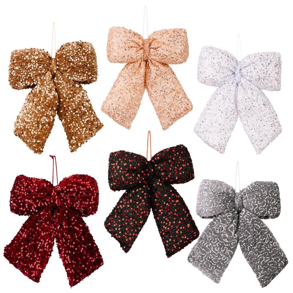 Sequin Bowknot Christmas Sparkling Bow Decor Celebration Indoor and Outdoor Holiday Glitter Bow Christmas Tree Decor
