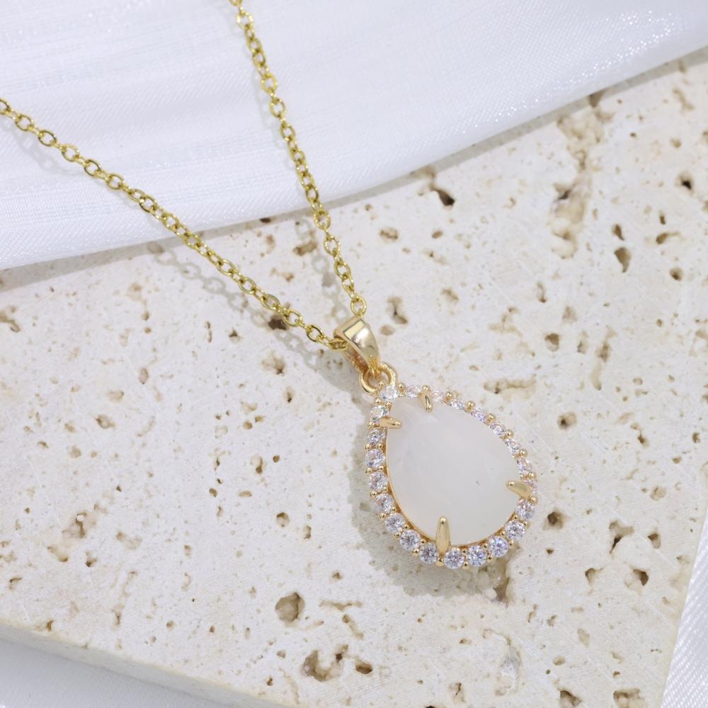 

Luxury Drop Shape Pendant Necklaces for Women Fashion Zirconia Necklace Wedding Party Jewelry Accessories белый