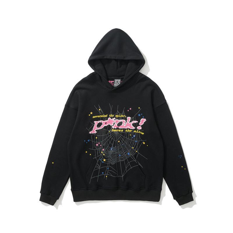 European and American Trendy Brand Sp5der Spider Web Print Hooded Sweater for Men and Women Loose Heavy Fleece Hip Hop Couple Hoodie