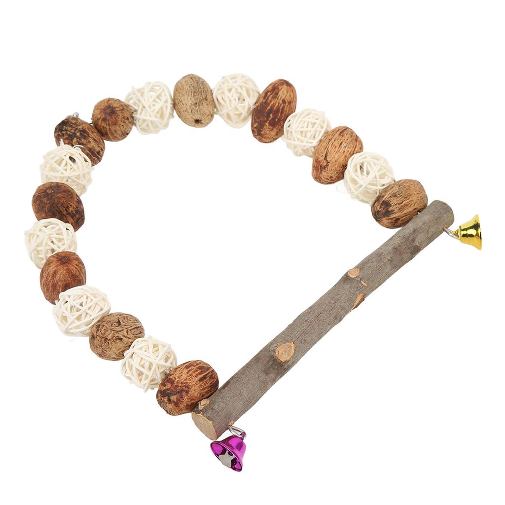 Bird Chewing Swing Wooden Pecans Rattan Hanging S Perch with Bells for Cockatiel Lovebird