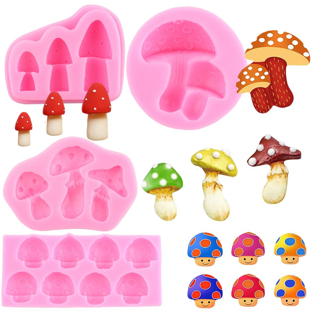 Soppsjokoladeform Soppsilikonformer Kakepyntverktøy Cupcake Topper Godteri Sjokoladegummipastaformer
