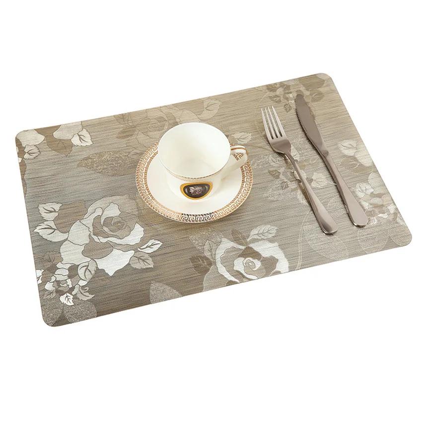 Waterproof Anti-oil Placemat PVC Dining Table Mat Golden Disc Pads Bowl Pad Coasters Table Cloth Pad Slip-resistant Pad 2/4/6pcs
