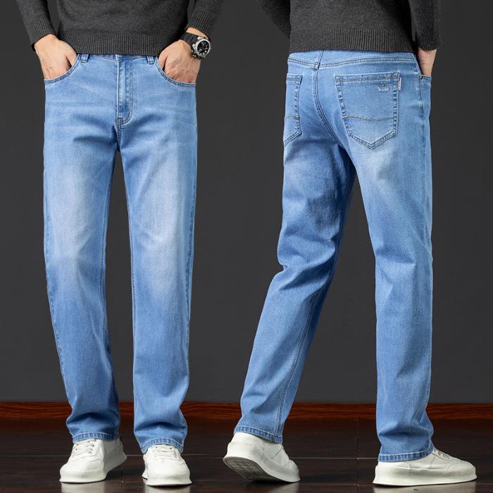 2024 New Spring And Autumn Winter Plush/Thin Jeans Men'S Loose Straight Large Casual Long Pants