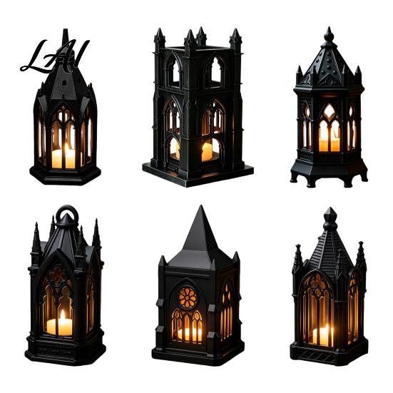 Modern Living Room Decor Gothic Cathedral LED Candle Lantern Church Shaped Flameless Tealight Lamp Luminous Figurine for Home Spooky Vintage Desktop