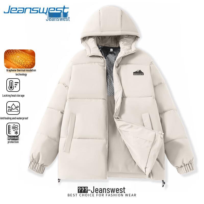 Veste rembourrée à capuche épaisse d'hiver pour homme Jeanswest avec imprimé lettre