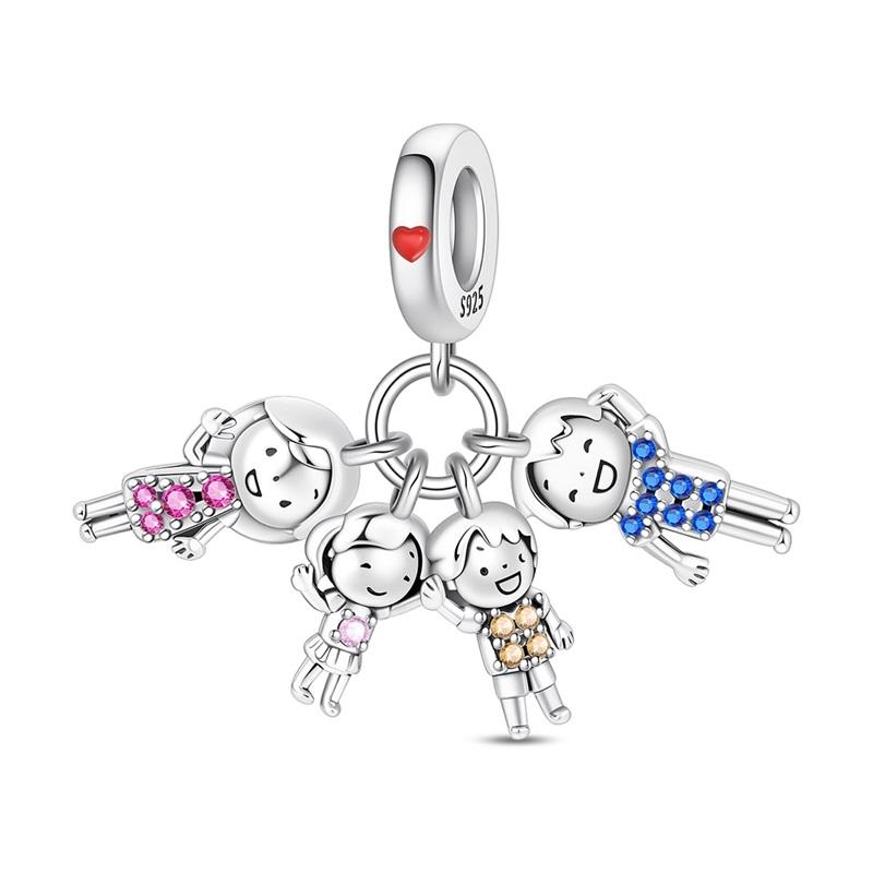 Family Series 925 Sterling Silver Parents Sisters Charms Love Bead Pendant Fit Original Charm Bracelets Women DIY Jewelry Gift