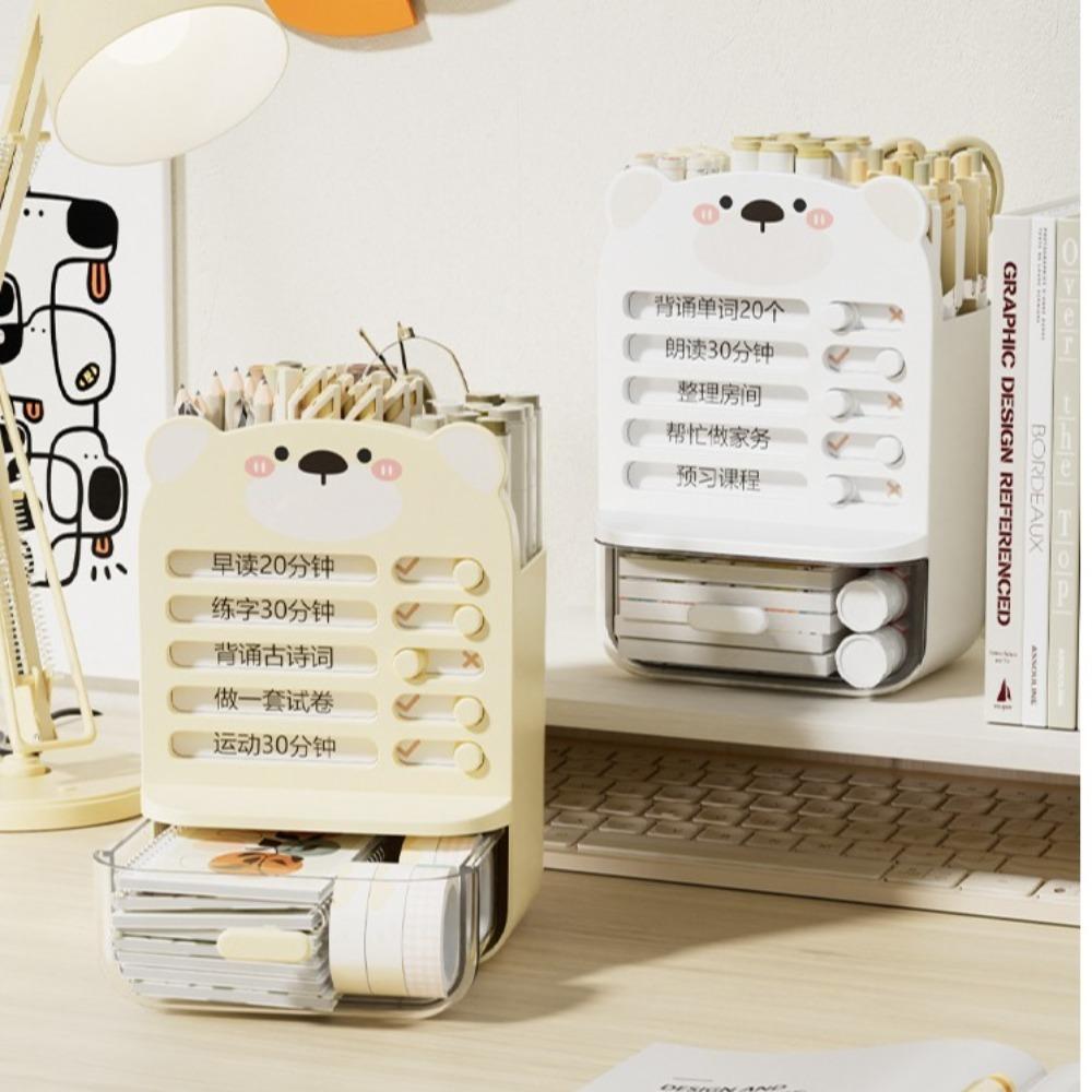 Прозрачный ящик Настольный органайзер Многофункциональный студенческий ящик для хранения Офис