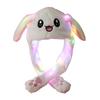 Funny Plush Rabbit Hat Cute Ear Moving Jumping Hat LED Light Up Winter Animal Cap for Women Girls Christmas Party Cosplay