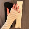 Winter Knitted Fingerless Gloves Warm Cycling Thumb Hole Arm Sleeve Windproof Women Stretchy Outdoor Running Hiking Mittens
