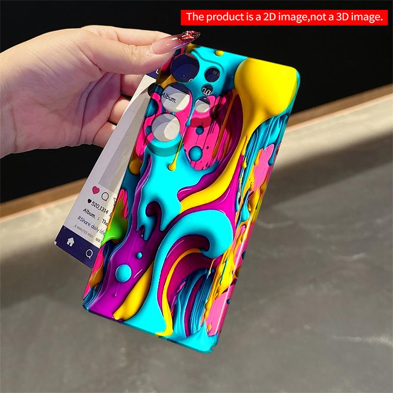 2DFlat Samsung Phone Case Vibrant Liquid Paint Splash Phone Case Applicable To Galaxy S23 S24 S25ULTRA S26 A12 A14 A15 A16 A54 A55