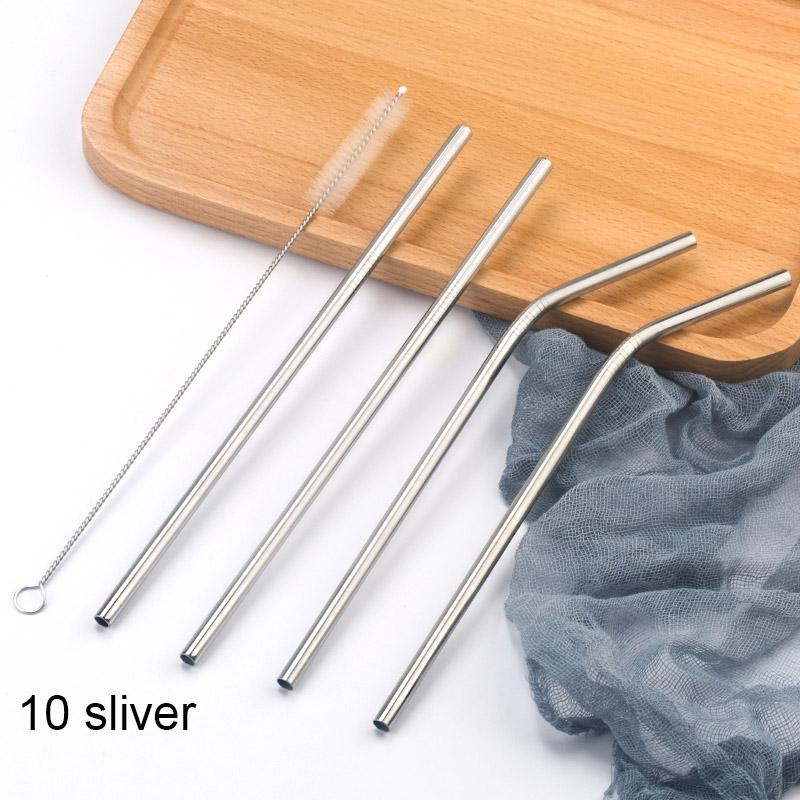 FAIS DU 304 Stainless Steel Straws Reusable Straight Bent Metal Drinking Straw With Cleaner Brush Set Party Bar Accessory