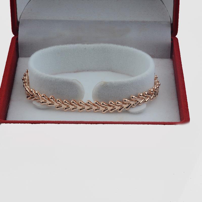 Bracciale a catena maglia V in oro rosa 14K 585 per donna e uomo 20 cm Gioiello Elegante