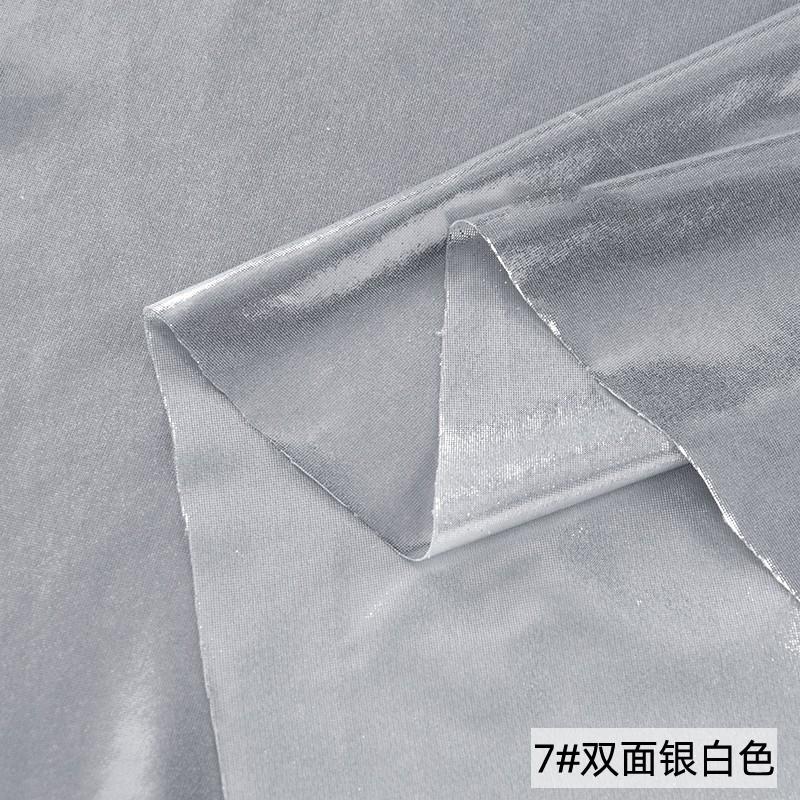 Double-sided Gold-stamped Fake Leather Fabric Iridescent Shiny Stretch Bronzing Fabric Laser Fabric for Dress,Costume,Backdrop