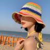Summer Bohemian outing striped straw hat children sunshade sunscreen dome hollow beach fisherman sun hat