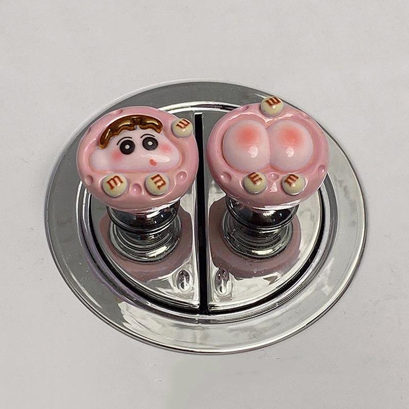 

Мультяшная кнопка для унитаза, избегайте прикосновений, длинный маникюр, специальный универсальный переключатель смыва, ручка для крышки унитаза, туалетные принадлежности розовый