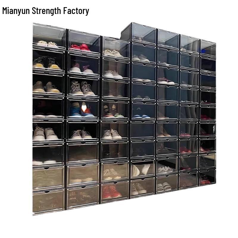 Magnetic Transparent Drawer-Style Shoe Storage Box - Space-Saving Side-Opening Cabinet