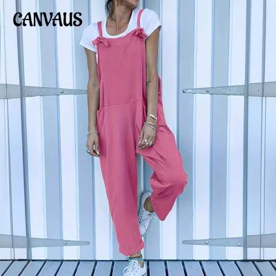 Letni damski luźny, bezrękawnikowy kombinezon roboczy typu halter
