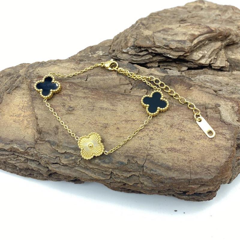 Mm Nicht verblassendes Edelstahl-Vierblättriges Kleeblatt-Armband für Damen - Frischer Stil
