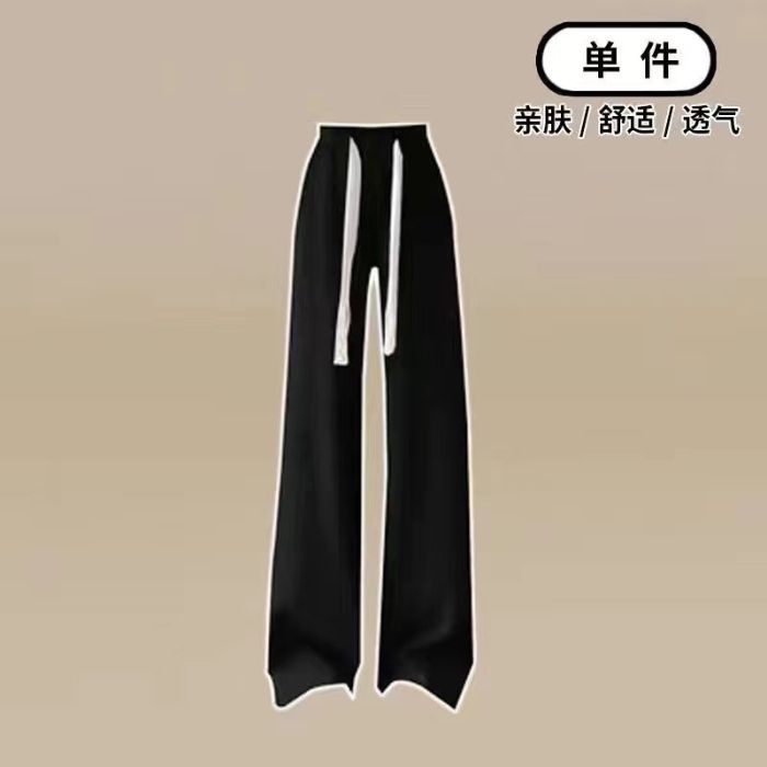 Women's 2 Piece Tracksuit Set Fake Two Piece Hooded Crop Sweatshirt & Elastic Waist Wide Leg Pants Loose Casual Spring Fall Matching Outfit