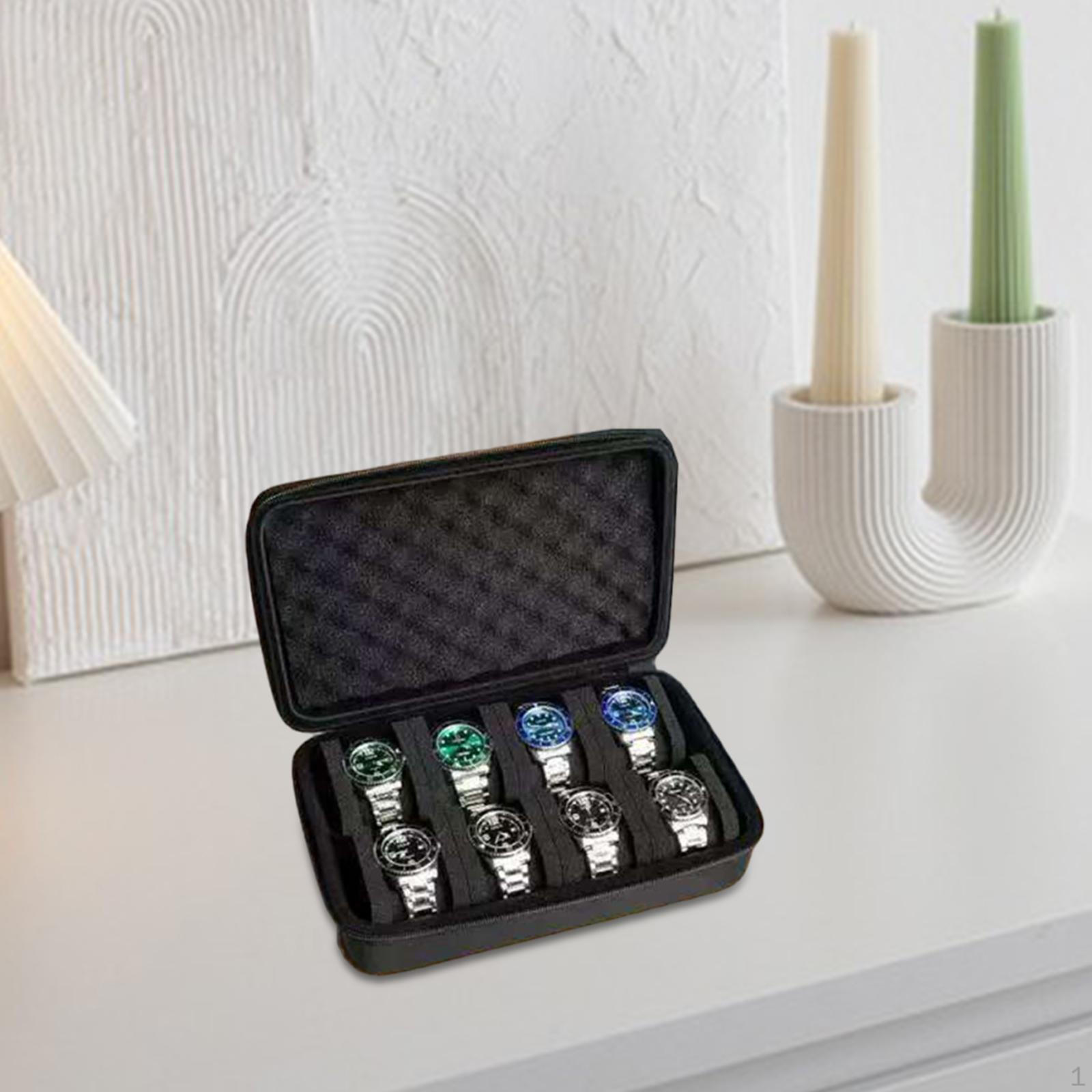 Органайзер для хранения часов с 8 отделениями, Портативный для мужчин, Мягкий кейс, Дорожный кейс, Дисплей для часов