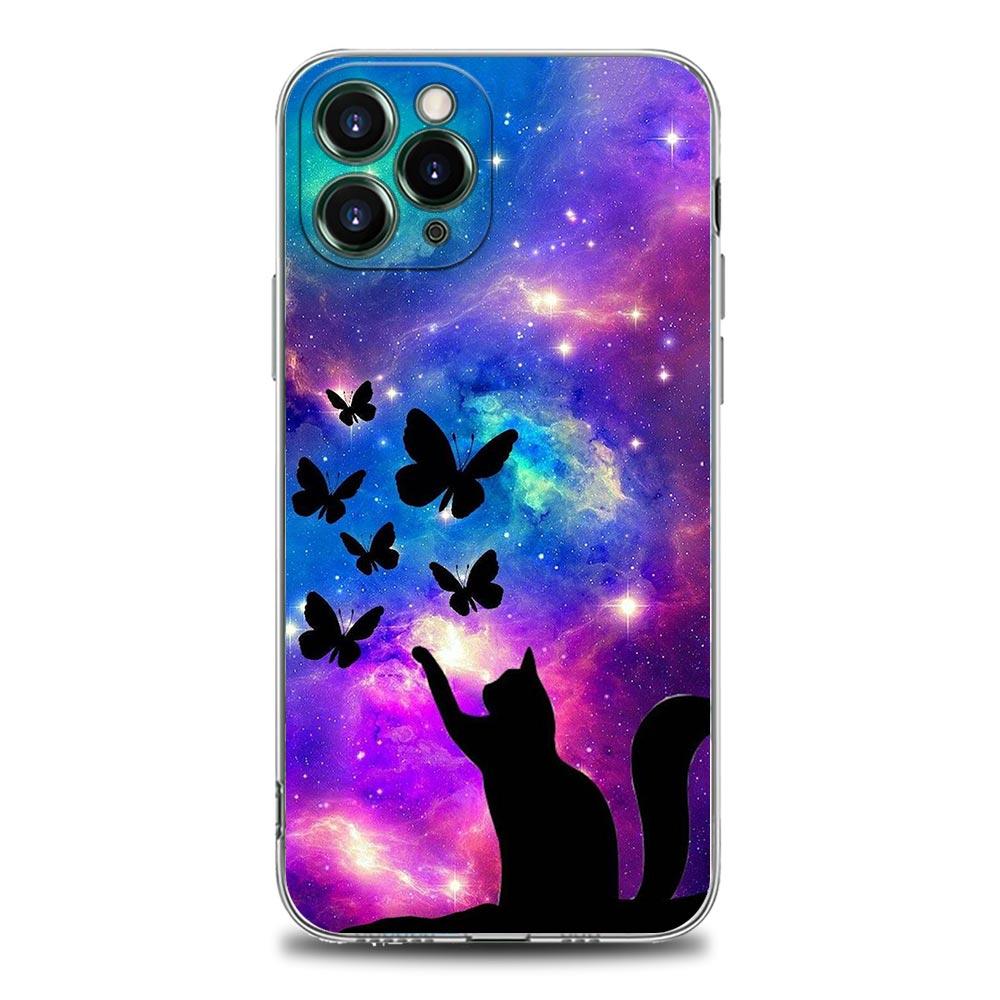 Funny Cute Cat Line Art Clear Phone Case for Apple iPhone 14 11 12 13 Pro Max 7 8 SE XR XS X Max 6 6s Plus Soft Silicone Cover