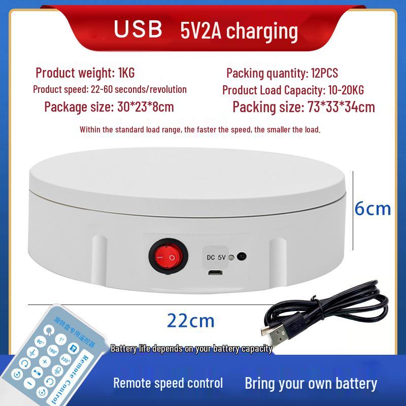 

30cm USB Rechargeable Rotating Turntable Display Stand for Jewelry and Clothing Mannequins - Large Capacity, New Model
